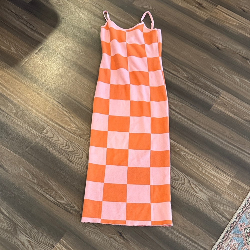 Pink and Orange Checkered Dress